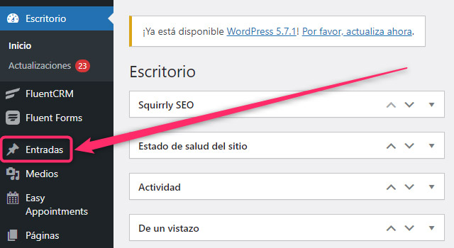 Seccion Entradas WP