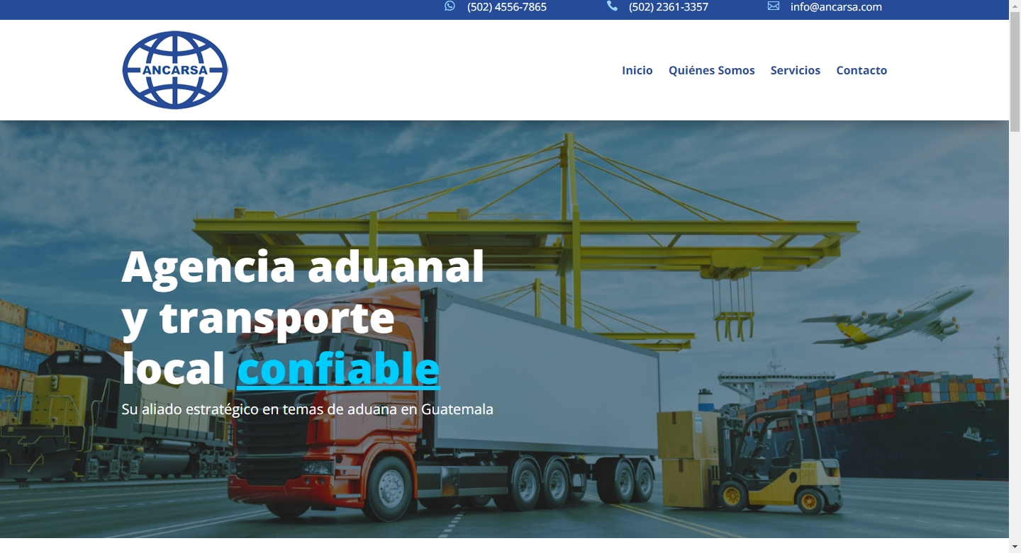 Diseñ de sitio web para Ancarsa, agencia aduanal y de transporte.