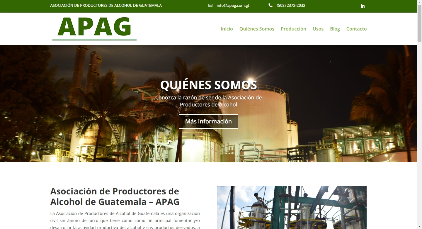 Creacion de sitio web para la Asociación de Productores de Alcohol de Guatemala