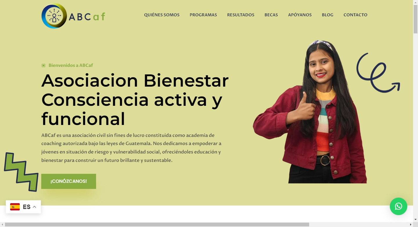 Diseño de sitio web para Asociacion Bienestar Conciencia activa y funcional