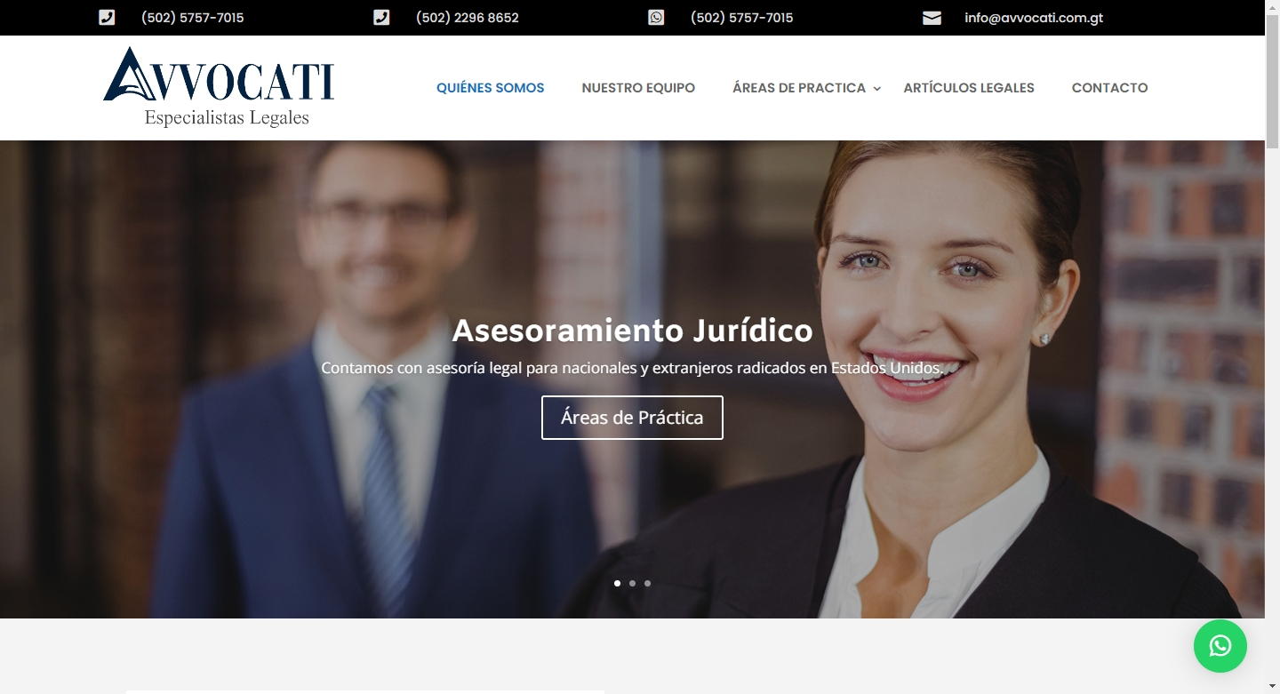 Diseño de sitio web para bufete Avvocati, especialistas legales.