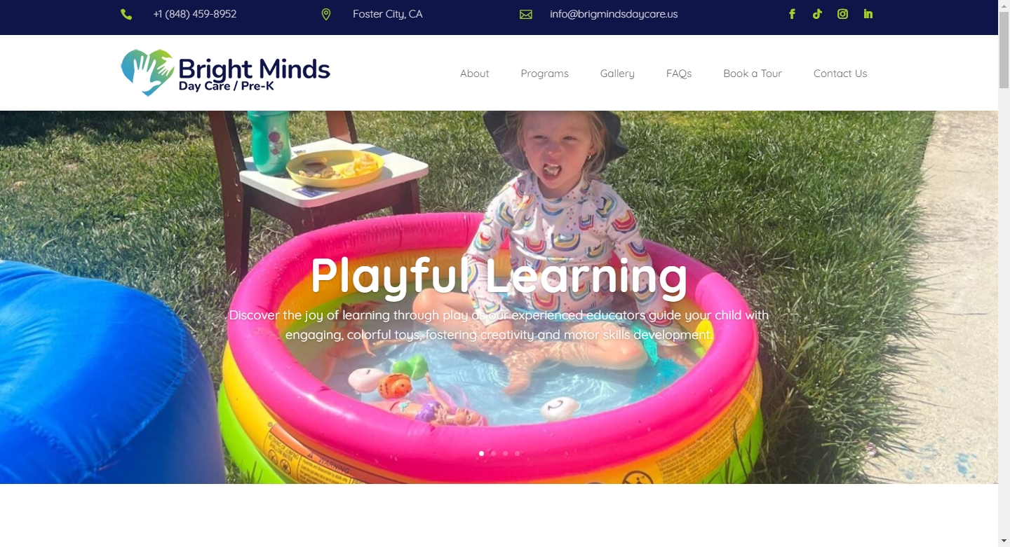 Creacion de sitio web para Bright Minds, un Day Care en Los Angeles, EEUU.