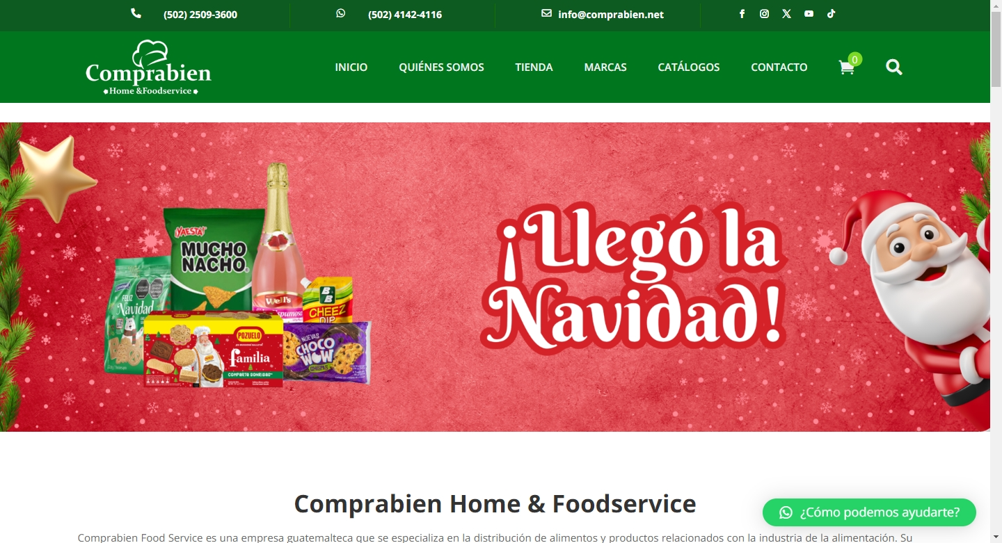 Diseño de tienda en línea para Comprabien Food Service