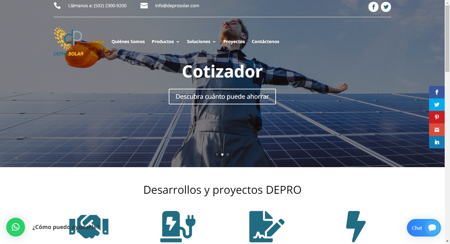 Construccion de sitio web para DeproSolar, desarrolladora de proyectos de energía solar