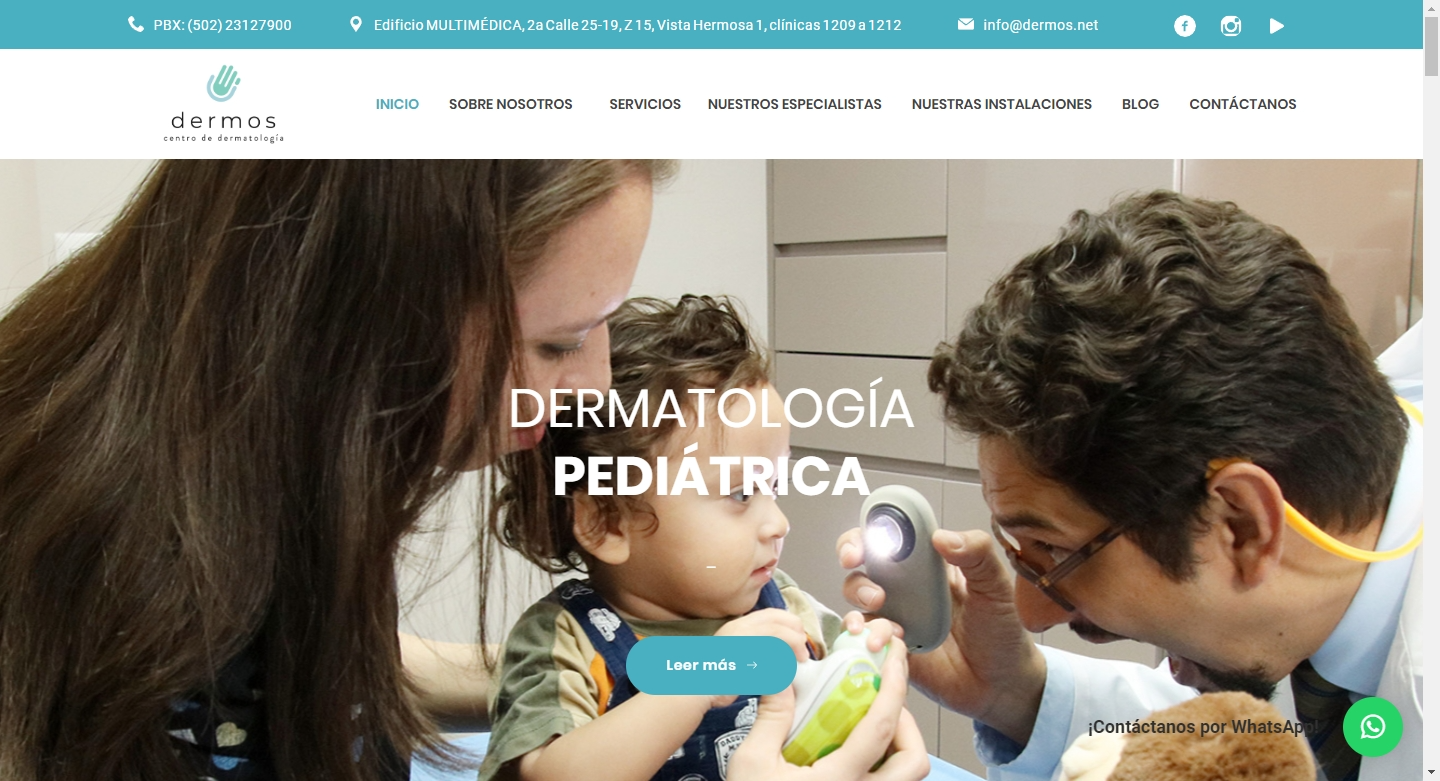 Implementacion del sitio web para Dermos, clínica dermatológica