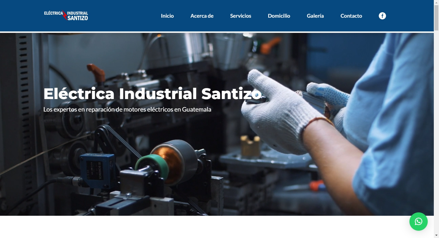 Diseño de sitio para Electrica Santizo, empresa de reparación de motores eléctricos en Guatemala