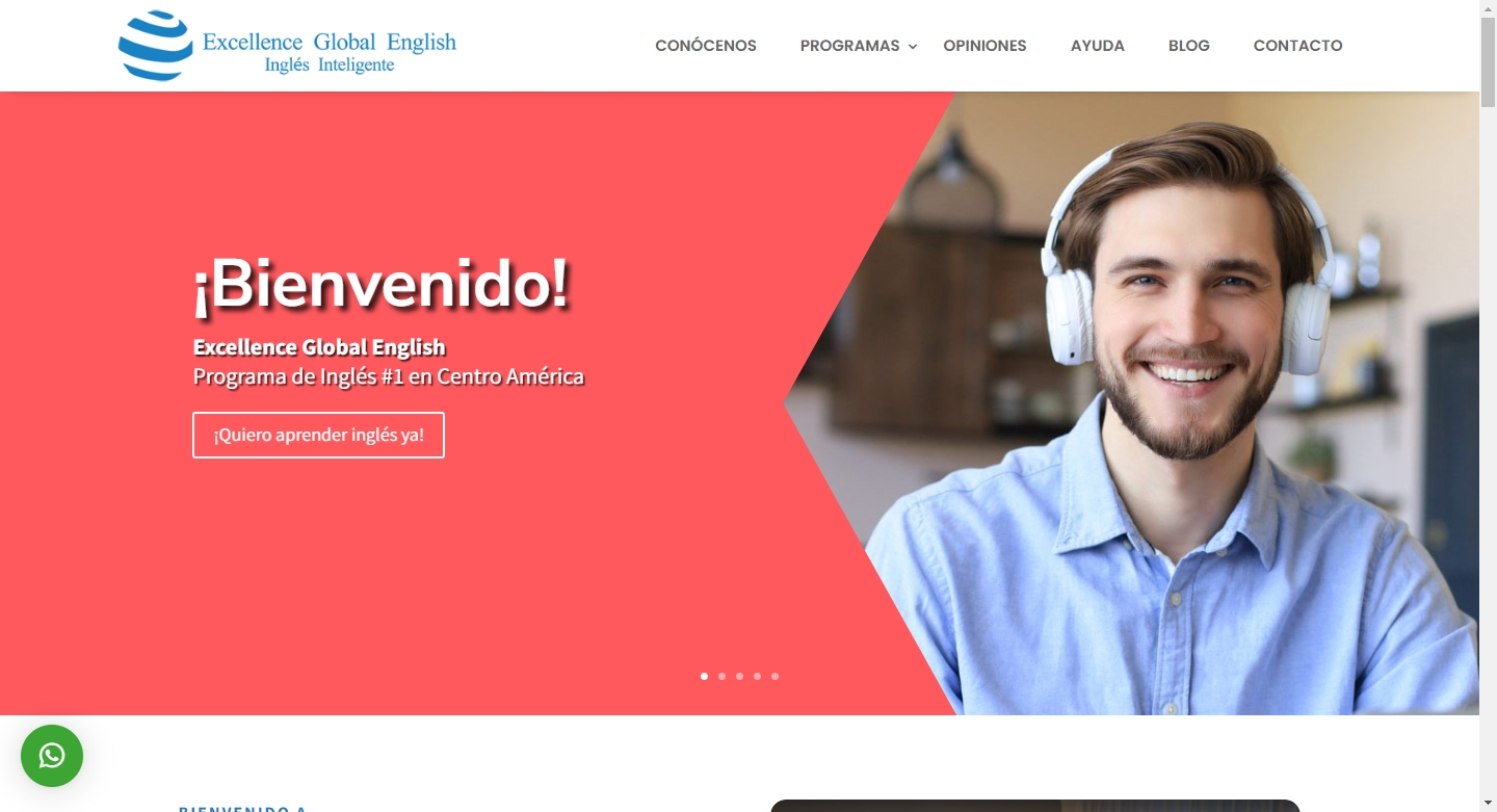 Creacion de sitio web para Excellence Global English, academia de inglés online