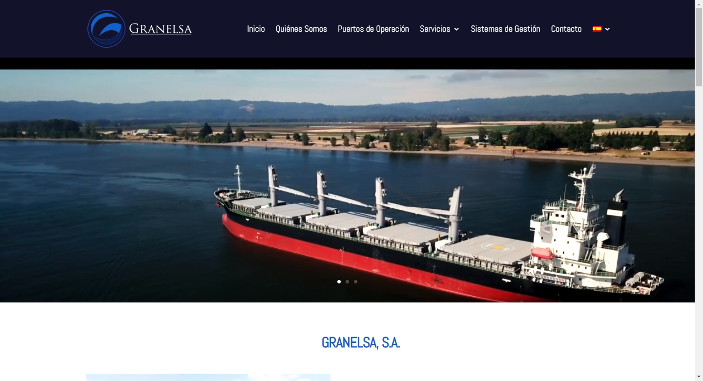 Desarrollo del sitio web de Granelsa, empresa de servicios marítimos y portuarios en C.A.