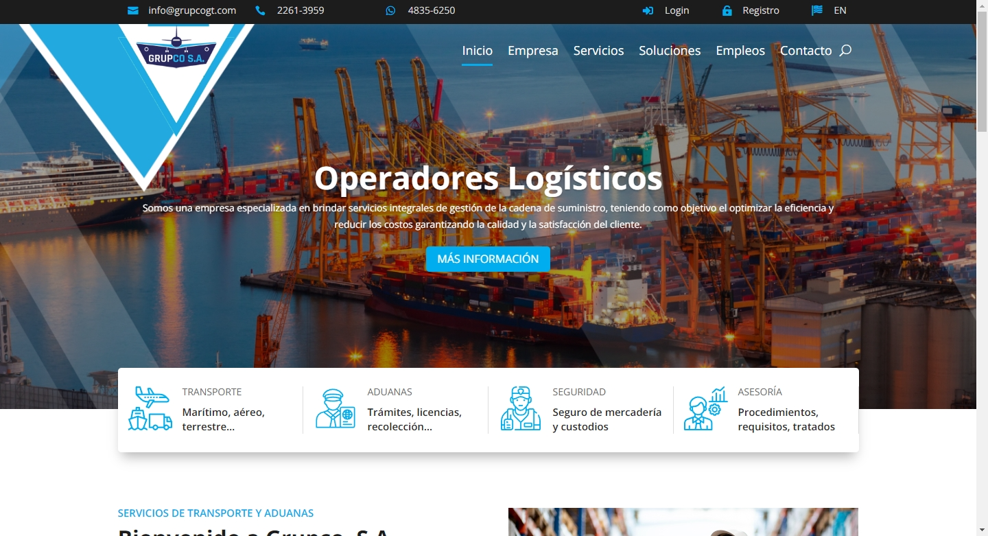 Creacion de sitio web para Grupco, S.A., empresa de logística internacional