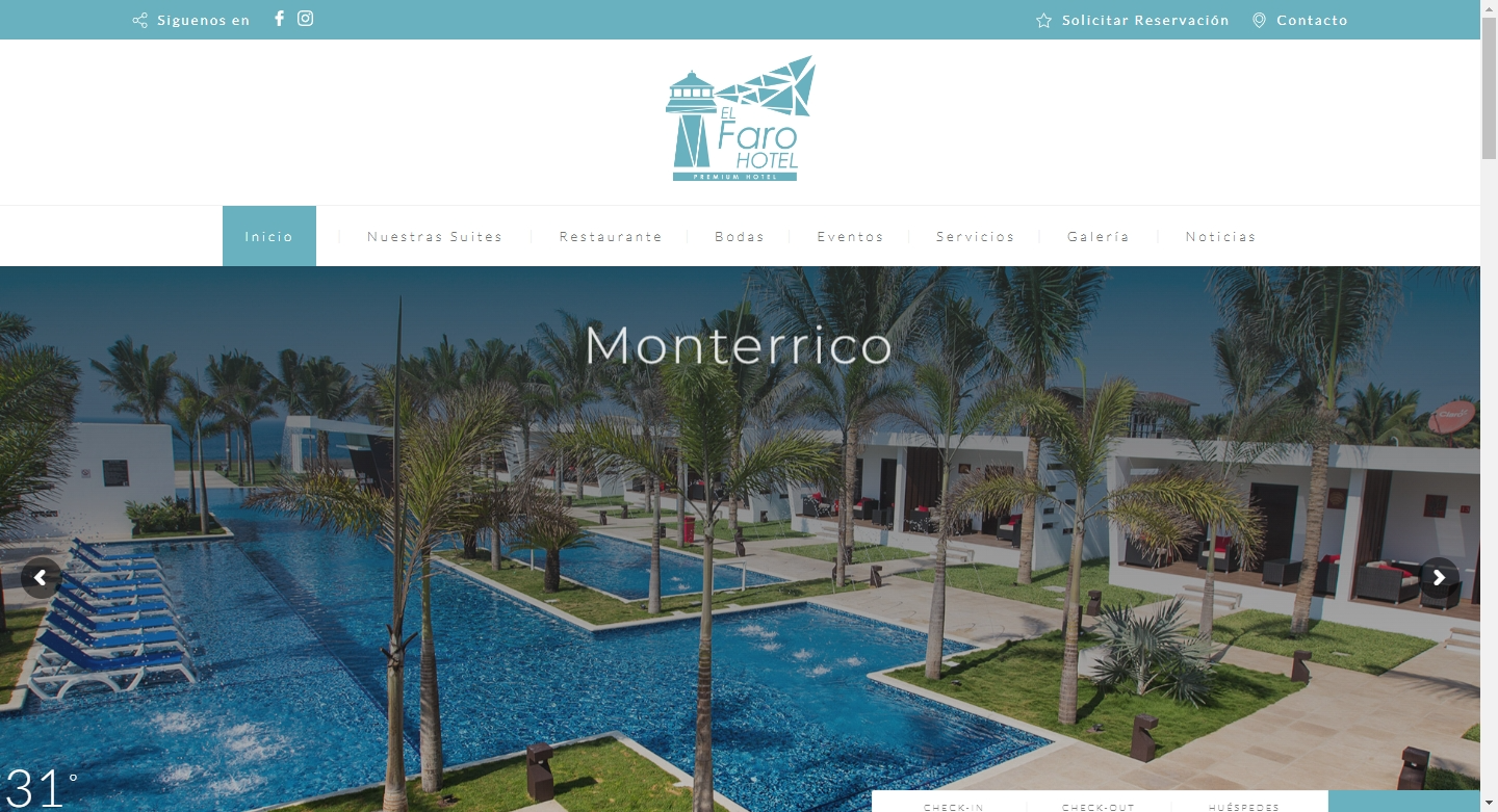 Implementación de sitio web de Hotel El Faro, ubicado en Monterrico