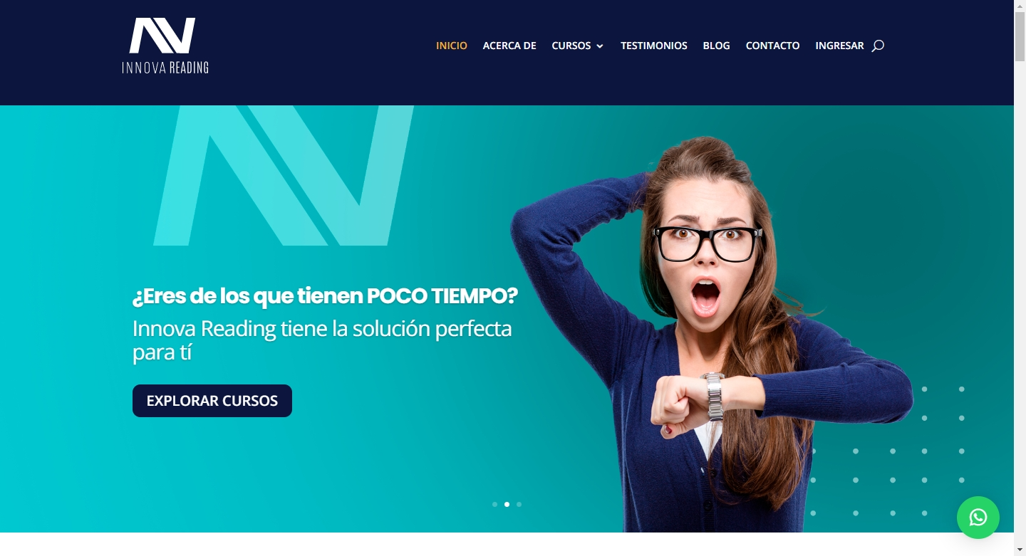 Creación del sitio Innova Reading, empresa de cursos de lectura rápida en línea