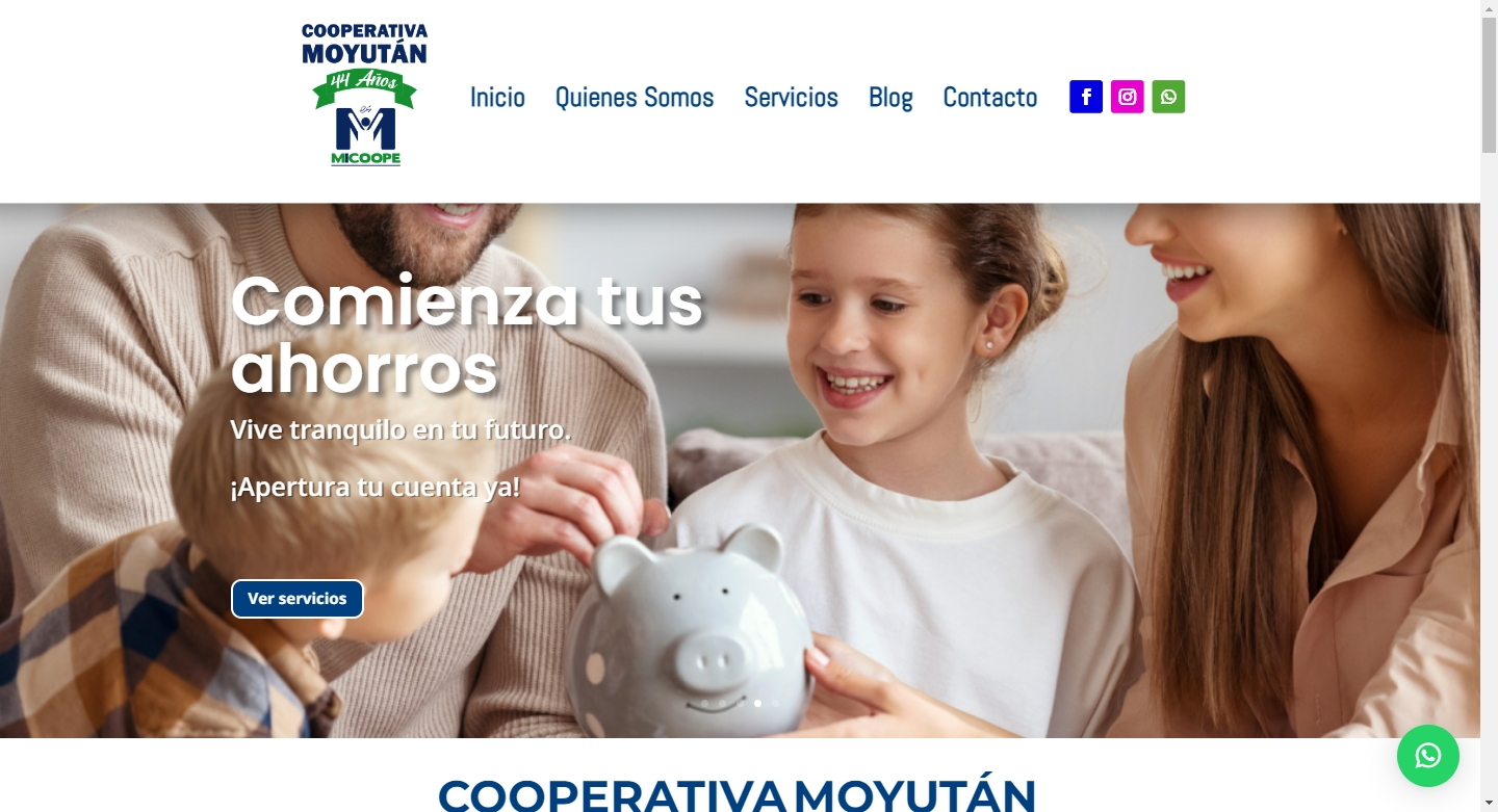 Creacion de sitio web para Cooperativa Moyutan