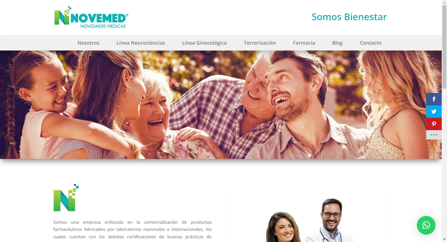 Creación de sitio web para farmacéutica Novemed con catálogo de productos