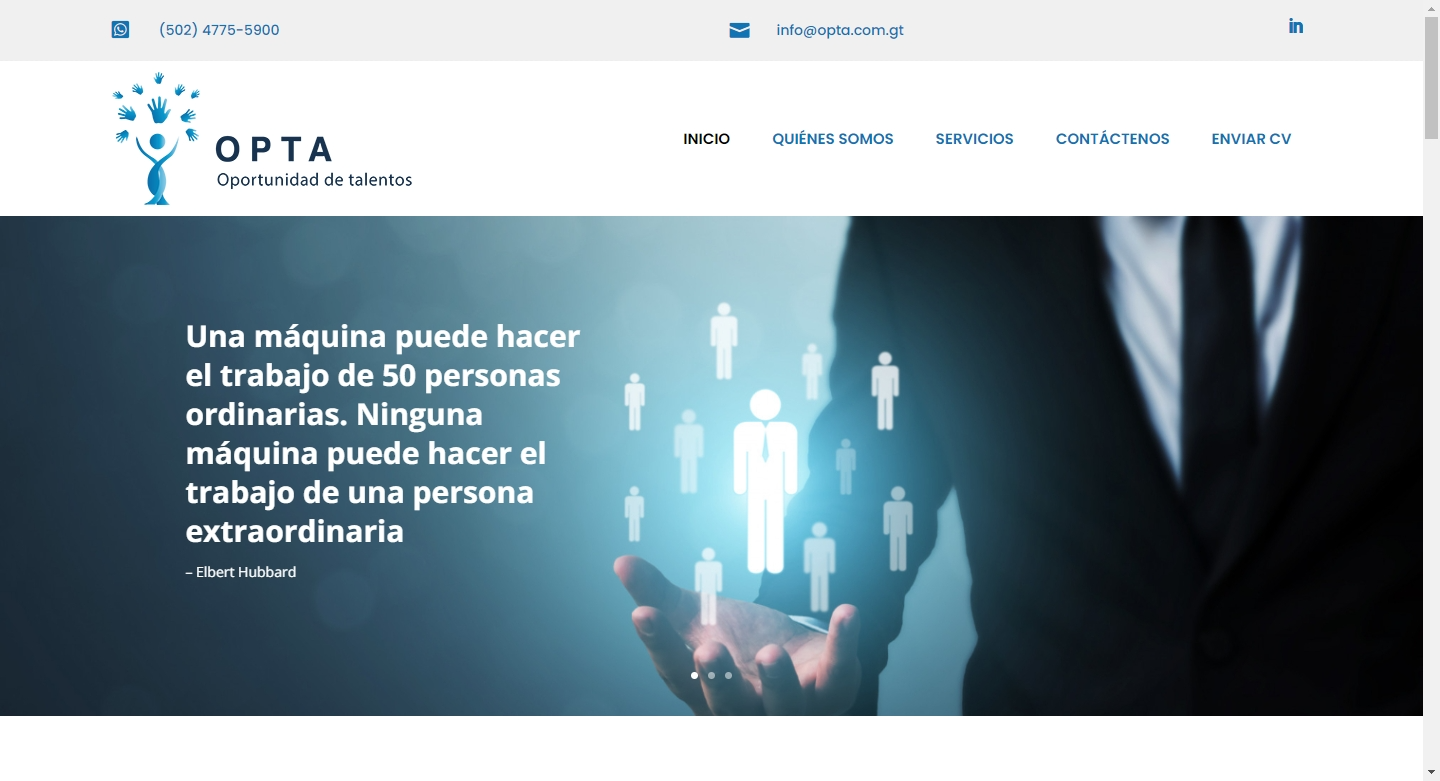 Creacion de sitio web para empresa de reclutamiento de personal OPTA